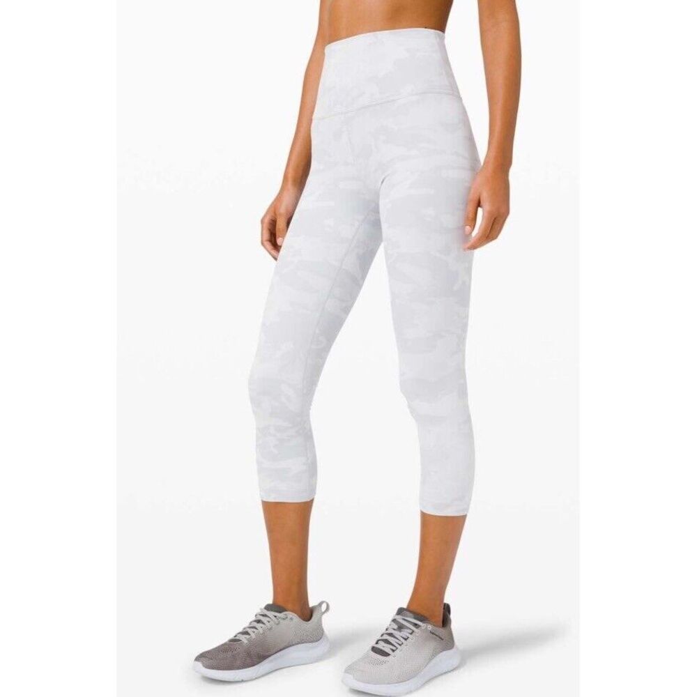 Lululemon Wunder Under Crop High-Rise Luxtreme 21" Sz 8 Camo‎ Alpine White